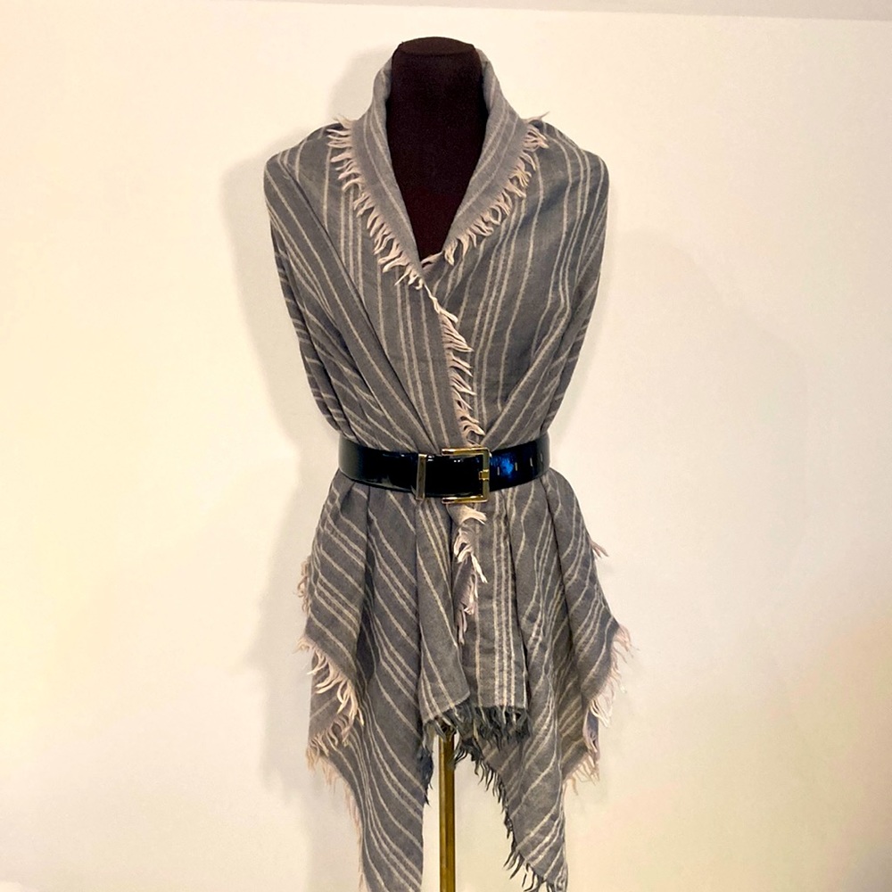 Vince wool blend sequin striped scarf shawl - Picture 1 of 13